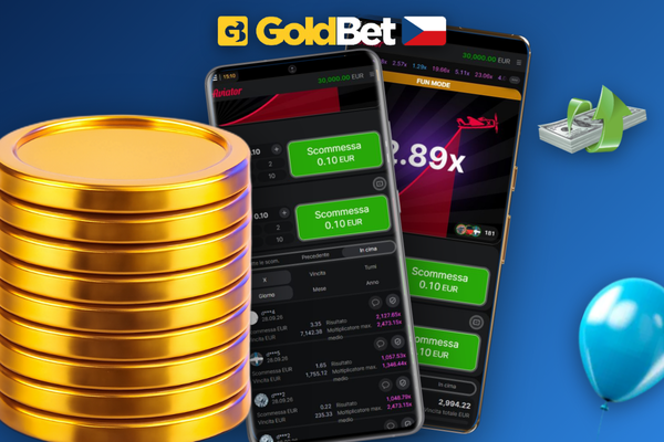 Mobilní rozhraní Aviator v Goldbet Casino s historií kol a tlačítkem Cash Out