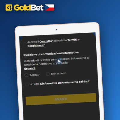 Potvrzení věku 18+ a pravidel je povinnou součástí registrace v Goldbet Casino